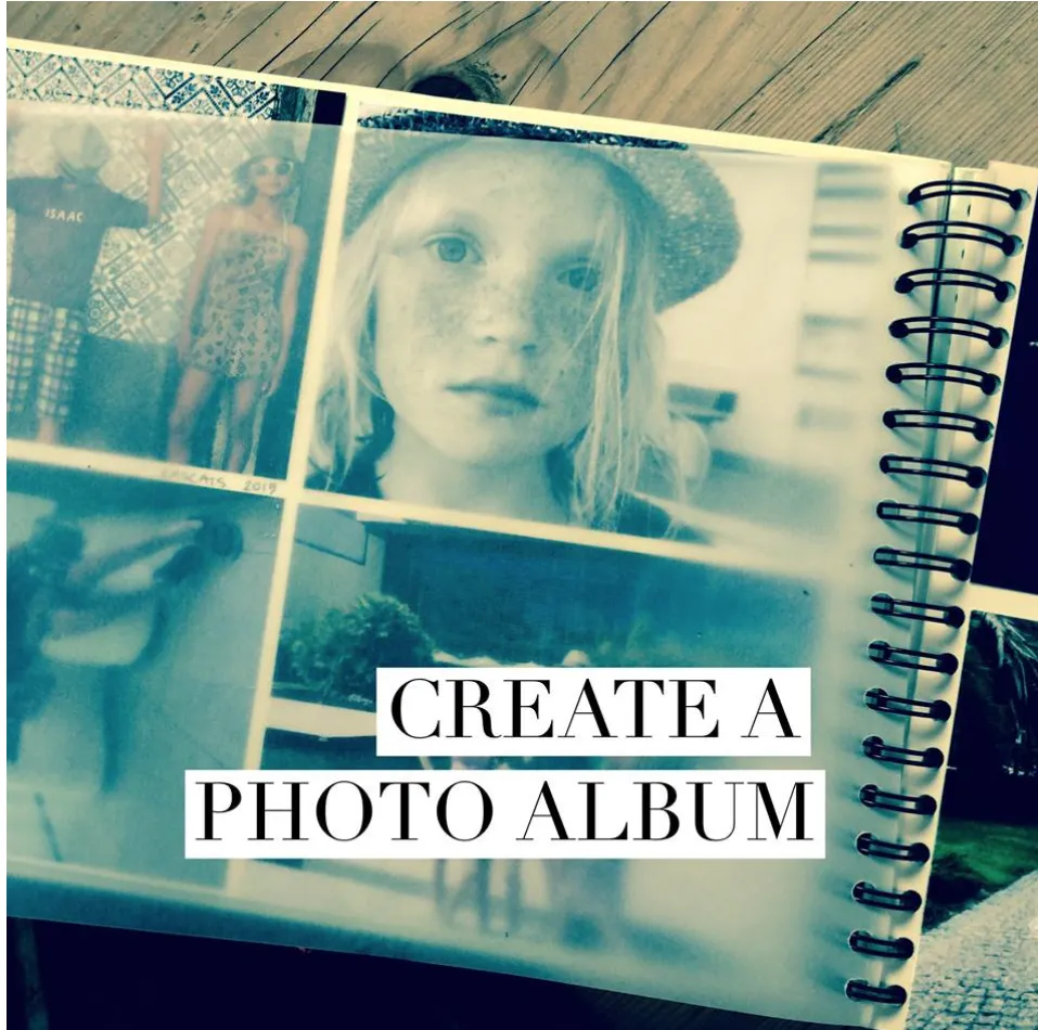 A photo album with the words Create a photo album